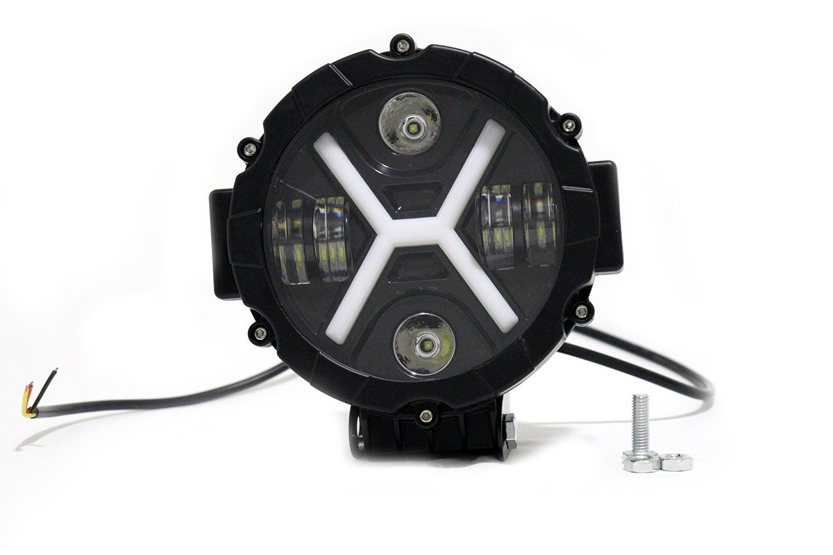 TB-034 - Exploradora LED Redonda 7” 4x4 Luz blanca, cocuyo incorporado