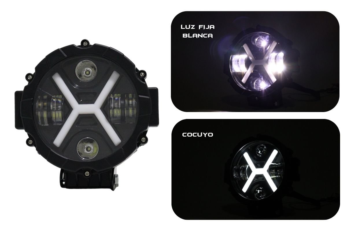 TB-034 - Exploradora LED Redonda 7” 4x4 Luz blanca, cocuyo incorporado - Image 2
