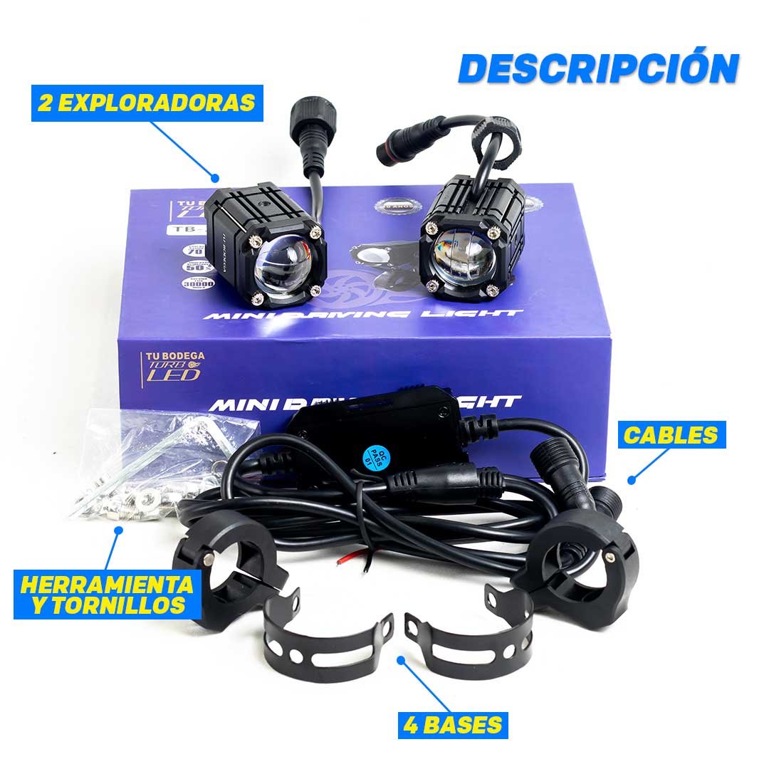 TB-205 - Exploradoras minidriving con lupa luz blanca y amarilla expansiva - Roja/azul - Image 8